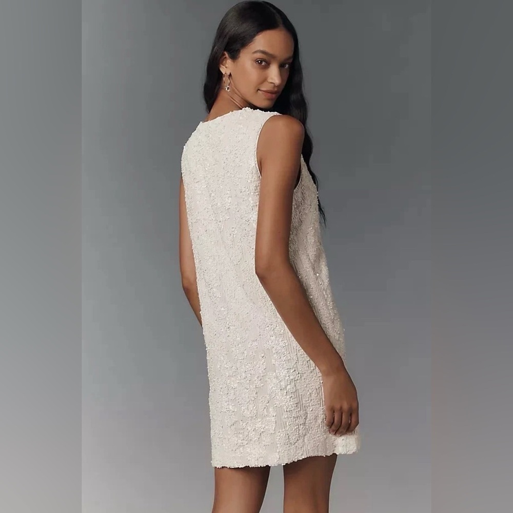 NWT Anthropologie Sunday in Brooklyn Sequin Vest Dress XXSP White Cocktail Mini - Picture 4 of 9